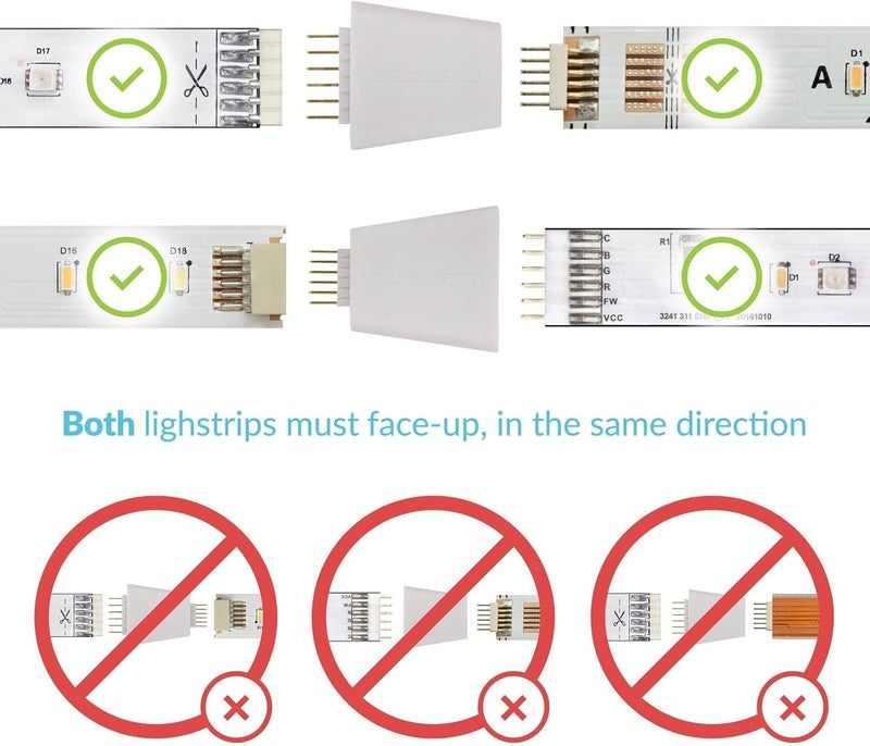 Litcessory V3 to V4 Lightstrip Adapter for Philips Hue Lightstrip Plus (4 Pack, White) - Image 3